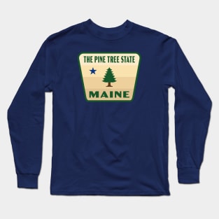 Maine The Pine Tree State Badge Long Sleeve T-Shirt